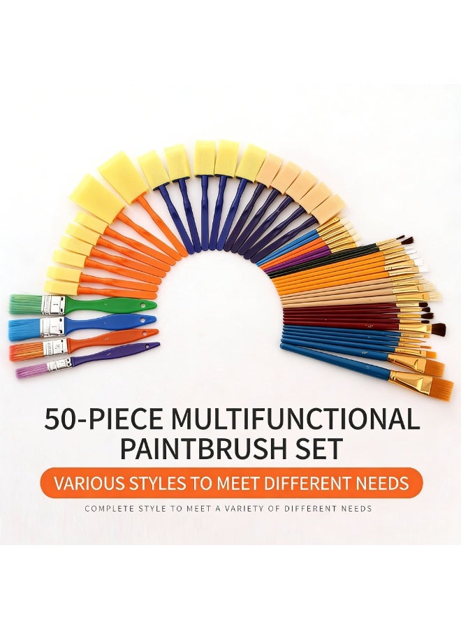 ZhuTing 50-Piece Professional Paint Brush Kit-Soft Durable Bristles,Nylon Hair Artist Acrylic Paint Brushes for Acrylic Oil Watercolor,Ideal for Painting,Art Class Projects - Image 3